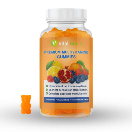 Vital Green Multivitamine Gummies pot – Vooraanzicht van verpakking (60 stuks)